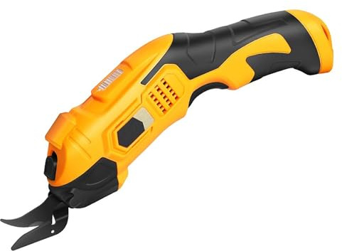Forbici Elettriche Ricaricabili Senza Fili, con 2 Lame in Acciaio al Tungsteno, Potente Strumento di Taglio a 11000 Giri/min, per Tagliare Tessuto, Cartone, Pelle, Cotone, Seta