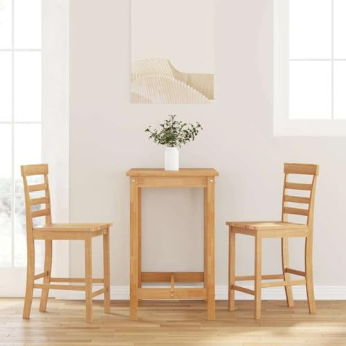 Tonture Barhocker 2 STK. Natur Massivholz Gummibaum, Ergonomisches Design, 62cm Sitzhöhe, Langlebige Barstühle für Küche, Esszimmer, Insel, Moderne Möbel