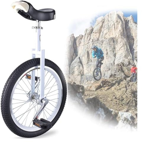 SFQEVHRZ Monociclo, Pneumatici Antiscivolo Regolabili for Esterni da 18 Pollici, con Robusto Supporto di stoccaggio(White)