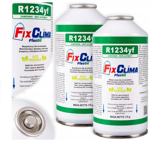 2× Kit de recarga de refrigerante R1234yf FixClima – Gas de repuesto para aire acondicionado de automóviles desde 2016 – Fórmula pura, alto rendimiento de enfriamiento, ecológico Veltao