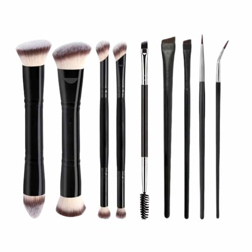Lot de pinceaux à fond de teint, pinceau anti-cernes, pinceau à poudre, pinceau à fond de teint kabuki plat à double extrémité, pinceau de maquillage professionnel pour les yeux et le visage, pinceau