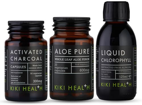 Digestive Support Blend – Liquid Chlorophyll 125ml, Activated Charcoal, Aloe Pure Capsules – Gut Cleanse & Digestive Support Bundle for Natural Detox, Bloating Relief & Daily Wellness