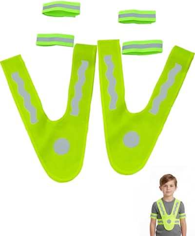 YIPFEN 1 PCS Gilet de Sécurité Jaune, mit 2 Pièces Bandes Réfléchissantes,Gilets Reflechissants pour Enfants Adulte,Gilet de Sécurité Réfléchissant,Gilets de Sécurités en V