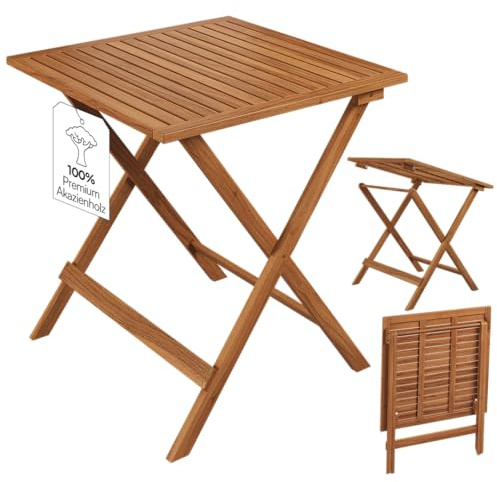 STEELSØN Lystra Gartentisch – Balkontisch 70x70 cm aus Akazienholz geölt – Klapptisch wetterfest bis 80 kg belastbar – Esstisch Garten klappbar – Outdoor-Tisch klein – Holztisch Terrasse – Gartenmöbel