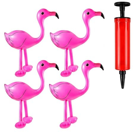4 PCS Inflatable Flamingo, Flamingo Inflatable, Tropical Pool Party Decorations, Social Media Photo Props, Set of Pink Flamingos with Hand Pump, 58 cm Tall Animal Inflatables for Outdoor Events