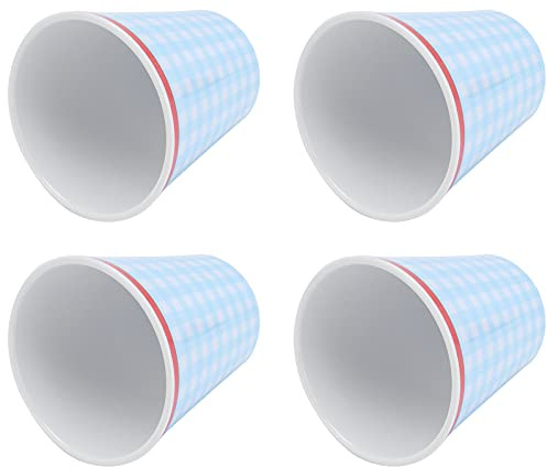 Chrees Melamine Cup Set of 4, Beautiful Light Blue Beverage Mugs for Home, School, and Restaurant, Durable Imitation Porcelain Material