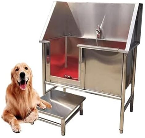 Stainless Steel Dog Bath Tub - 47 Pet Washing Station for Home & Salon, Deep 15.7 Pool Sink for Dogs & Cats, Ideal Grooming Solution for Easy Pet Bathing