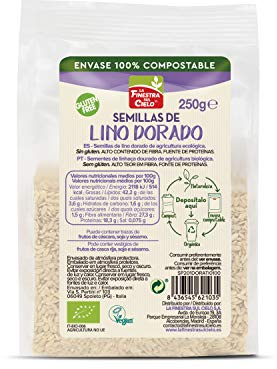 La Finestra Sul Cielo Semillas de lino dorado pulido bio, envase compostable- La Finestra sul Cielo - 250g (Caja 6 uds - Total: 1500g)