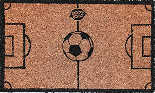 Coco&Coir Natural Coir | Non-Slip | Thick Coir | Premium Quality | Rubber Backed | Eco-Friendly | Indoor | Outdoor | Heavy Duty | Football Themed | Entrance Door Mat | 45 x 75 cm (The Game)