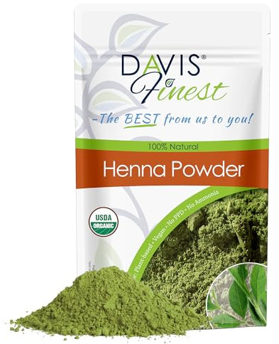 Davis Finest Organic Henna Hair Dye 250g, Natural Hair Colour, PPD-free Hair Dye, No Chemicals, Vegan