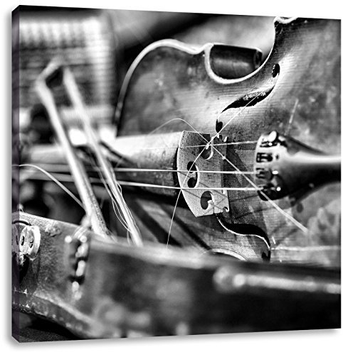 Pixxprint Monocrome, Alte Violine, Größe: 70x70, Leinwandbild Quadratisch, Wandbild, Kunstdruck, fertig bespannt