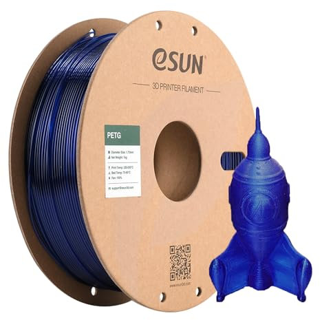 eSUN PETG Filament 1.75mm, PETG 3D Drucker Filament, Maßgenauigkeit +/- 0.05mm, 1KG (2.2 LBS) Spule für 3D Drucker in Vakuumverpackung, Blau
