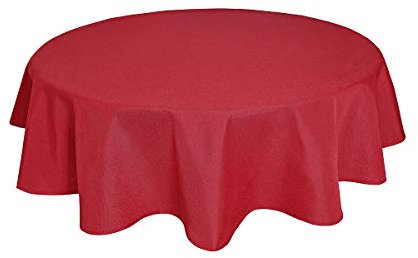 Tischdecke Leinenoptik Leinen Lotuseffekt Wasserabweisend Lotus Rund Ø160 Rot