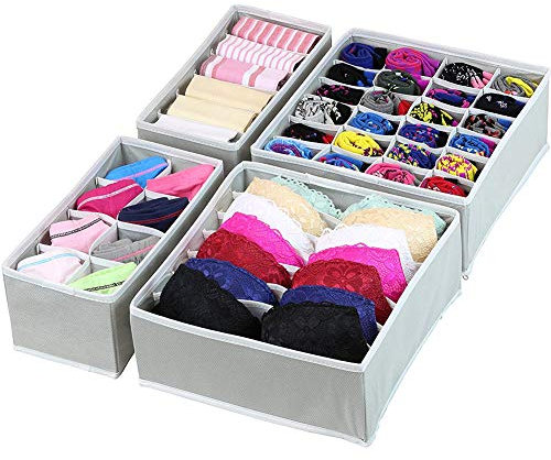 Organizador de Armario Plegable, cajón Divisor, 4 Juegos, para almacenar Ropa Interior, Calcetines, Bufandas, Sujetador, Corbata