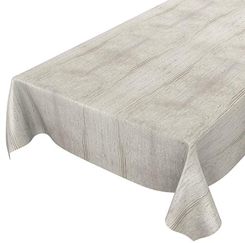 Wachstuchtischdecke abwaschbar Garten Tischdecke Wachstuch Rund Oval Eckig Indoor Outdoor Holz Grau 100x140cm
