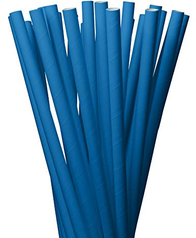 LAGETTO Jumbo Trinkhalme Papier XXL: 8 x 250 mm - 6 Farben 3 Packungsgrößen - Cocktail Strohhalme Papierstrohhalme Papiertrinkhalme (Blau, 100 Stück)