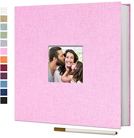 Vienrose Large Photo Album Self Adhesive for 4x6 8x10 Pictures Linen Scrapbook Album DIY 40 Blank Pages with A Metallic Pen
