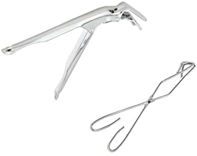 DOITOOL Küchenzange, 2 Stück, Eisen-Plattierung, Grillrost-Heber, Grill-Greifer, Grill-Zubehör, Grill-Kohle-Zange für Outdoor, Camping, Wandern, Zubehör (Silber, Kohlegreifer, Grill-Clip-Stil)