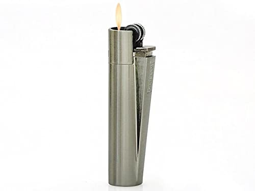 Clipper Metall Large Feuerzeug Gas - 1x Feuerzeug Edles Design inkl. Geschenk Box + DHB (Silver - Matt)