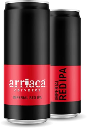 Cerveza Premium Arriaca IMPERIAL RED IPA en Pack Fabricación Artesanal. Premios internacionales a la Mejor Cerveza IPA Artesana (24 latas 33cl)