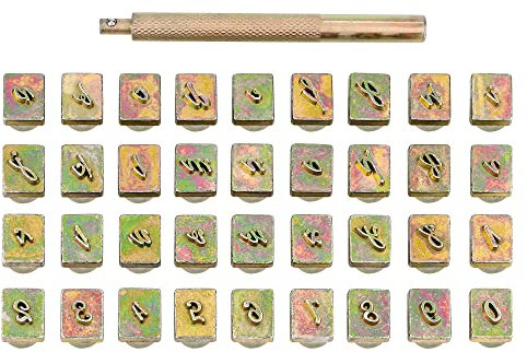 Filhome 37 Stücke Leder Stempel Alphabet A bis Z Stanzwerkzeug Prägestempel Bastelstempel Punzierstempel für Prägen DIY Ton Handwerk Druck 6mm ((A-Z, 0-9) #2)