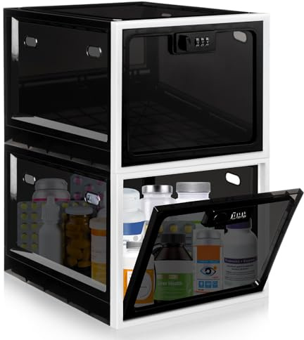 Gemaxvoled Abschließbare Box– Transparente Medikamentenbox zur Kindersicherung, Handy-Sperre & Snack-Kontrolle – BPA-freies Material, 12,6 Liter Fassungsvermögen, stapelbar & belüftet