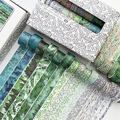 EXQULEG 30 Rollen Washi Tape Set, Dekorative Klebebander, DIY Washi Masking Tape, Masking Tape Klebeband Set für Kunst, DIY Handwerk, Tagebuch, Hobel, Sammelalbum, Verpackung (A)