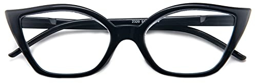 Kodilin Occhiali da Lettura Donna 1.5 Anti Luce Blu Cat Eye Occhiali per PC con Cerniera a Molla, Nero
