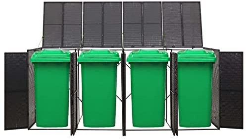 Yolola Mülnnenbox Mülltonnenbox Rattan Gerätebox Müllcontainer Müllnnenbox Mülltonnebdeckung Abfalleimer Aufbewahrungsbehälter Schwarz 274x80x117 cm