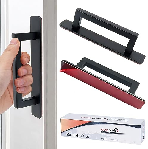 shuokang Selbstklebende Schrankgriffe 2 Stück Möbelgriffe, Edelstahl Schubladengriffe, Ohne Bohren Griff für Kleiderschrank, Küche, Schiebetür, Balkontür（Quadratisch, Schwarz）