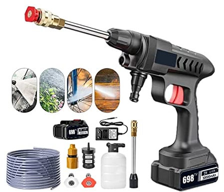 Kit Pistola per verniciatura a spruzzo 300W 20000mAh Rondella per Pistola per autolavaggio 60Bar Ugello a spruzzo Pulitore ad Alta Pressione per la Pulizia Automatica del giar