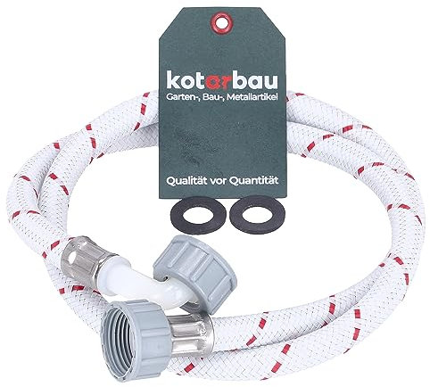 KOTARBAU® Goma Lavadora, Manguera de entrada para lavadoras, 1 m x 13 mm, manguera blindada para lavavajillas, manguera de 3/4 pulgadas, arco / recto para lavavajillas, piezas de repuesto con junta
