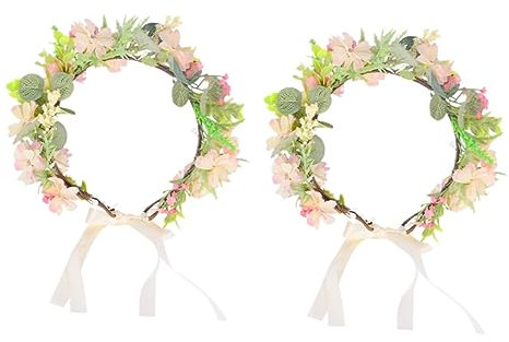 FRCOLOR 2 Stücke Blumenkrone Stirnband für Hochzeit Braut Haarband Haar Hoop für Junggesellinnenabschied Helle Elegante