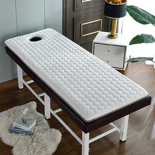 LXJDDLD Protection De Table Massage De Station Thermale,Surmatelas en Mousse Mémoire De Forme pour Table Massage,Matelas Beauty Bed avec Trous,Tête Carrée,3 Options D'épaisseur,Blanc,70x190cm 6cm