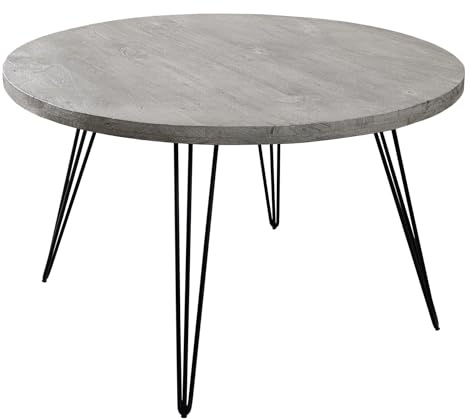 Esstisch SCORPION 80cm - schwarz grau - Mangoholz - handgefertigt | Massiv, 3 Sitzplätze, hochwertig, höhenverstellbare Füße, natürliche Optik, höhenverstellbaren Füße, Metallgestell