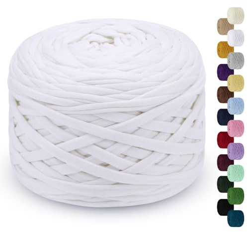 LEREATI Fettuccia per Borse a Uncinetto 285g/100m Cordino per Borse Uncinetto, Filato Cordoncino per Cestini, Tappeti, Fai da Te, Decorazioni, Artigianato (Bianco)