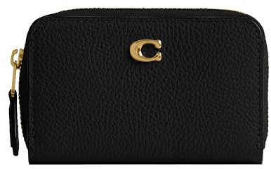 COACH Kleines Kartenetui für Damen, mit umlaufendem Reißverschluss, Schwarz, Small