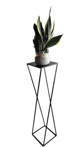Anwicar Soporte para flores de 100 cm, pequeño taburete para flores y mesa auxiliar, decoración para salón, moderno soporte para plantas, taburete de salón, soporte para flores de metal, color negro