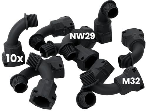 Kalitec 3805223-10x Racor para Manguera de Codo 90°, M32 NW29, Poliamida