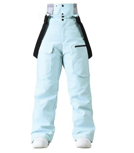 ALSOGO Damen Baggy Skihose Wasserdicht Isolierte Latzhose Winter Herren Snowboard Verstellbare Hosenträger Schneehose Winddicht Outdoor Warme Hose