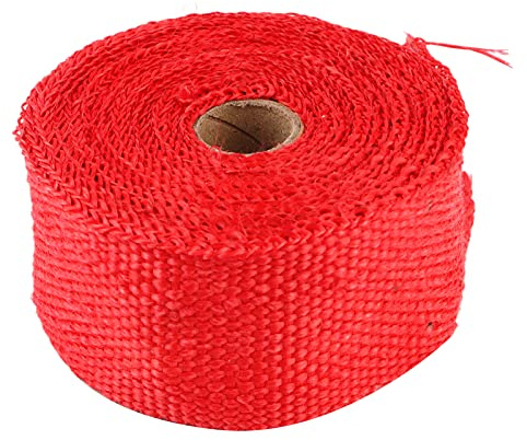 KIMISS Bande Thermique d'échappement de 5 M avec 6 Attaches en Acier Inoxydable – Ruban d'isolation Thermique en Fibre de Verre pour Moto et Véhicule – Disponible en Rouge, Orange,