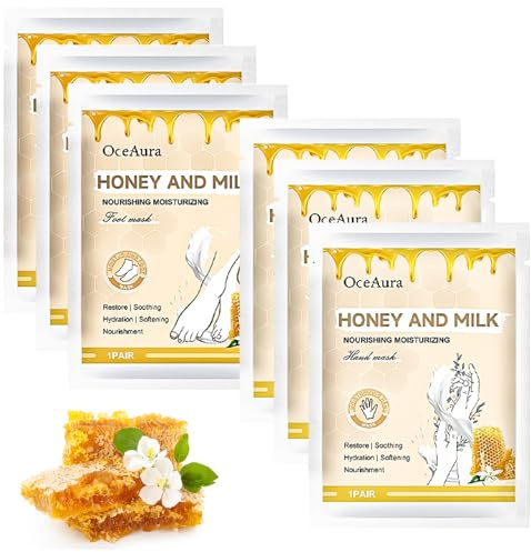 3 Paar Handmasken + 3 Paar Fußmasken, Hornhaut Socken, Fussmaske Socken Set, Hornhautentferner Socken Feuchtigkeitsspendende, Fussmaske Hornhautentfernung Hornhautentfernung Trockene Haut-Reparatur