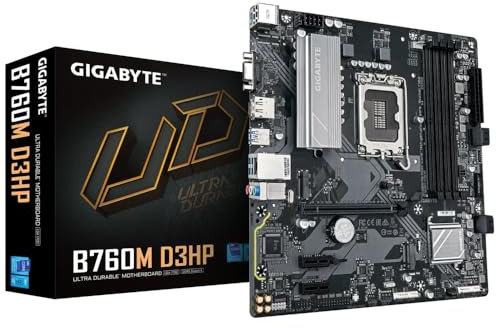GIGABYTE B760M D3HP Placa Base - Procesadores Intel Core de 14ª Generación, VRM de 4+1+1 Fases, hasta 5600 MHz DDR5, 2xPCIe 4.0 M.2, LAN GbE, USB 3.2 Gen 1