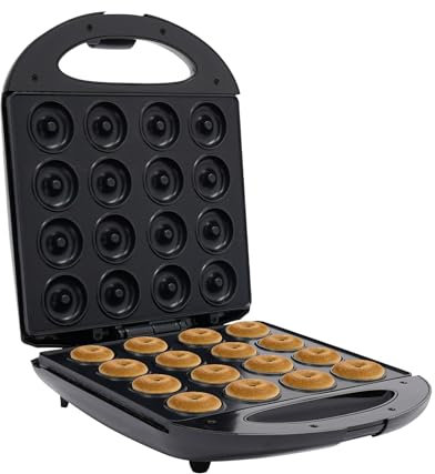 Donut Maschine mit 16 Löcher, 1400W Mini Donut Maker, Elektrischer Nussbäcker mit Antihaftbeschichtung, Schwarz