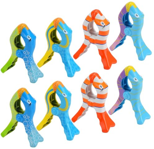 8 Mollettoni Telo Mare, Mollette Grandi per Teli a Forma di Pesce Piscina