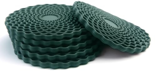 Dark Green Drinks Coasters Set of 6 by Stone & Thyme - a UK Brand. Non Slip, Heatproof & Easy to Clean. Colourful Decorative Home Accessories That Protect All Surfaces. (Dark Green)