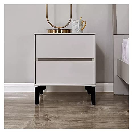 OOMRNV Mesita De Noche De Madera Maciza, Mesita De Noche Moderna De Lujo para Dormitorio, Mesa Auxiliar De Color Nogal, Gabinete De Almacenamiento De 2 Cajones con 4