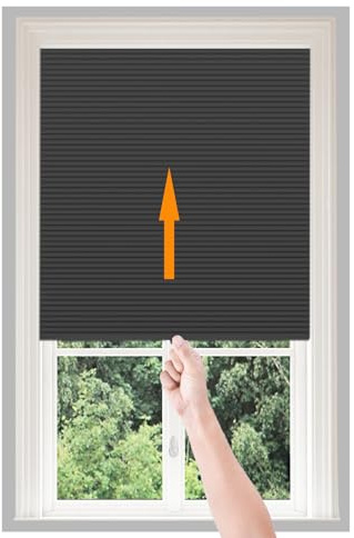 Window Shades Pull Down No Drill Stick On Cut to Size Temporary Blinds | Non-Woven,Semi Sheer,No Drilling,Self Adhesive,No Screw,Pleated Blind for Bedroom Kitchen Bathroom Windows Patio French Door