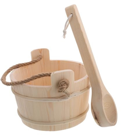 Zerodeko Holz Saunawassereimer Mit Schöpfkelle Sauna Zubehör Set Für Dampfsauna Spa Und Bad Holz Eimer Und Kelle Für Fußbadeeimer Und Sauna Einweichen