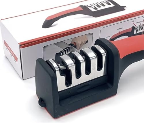 Lotas Italy - Affilacoltelli Manuale 4 Stadi Professionale | Affila Coltelli e Forbici con Base Antiscivolo | Manico Ergonomico | Risultati Perfetti in 2 Minuti